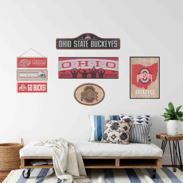 Ohio State University Football Stadium Linked Wood Wall Decor Open
